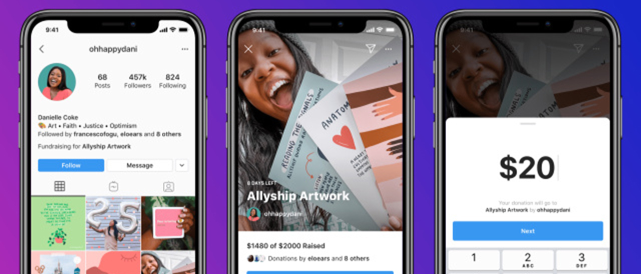 Instagram testa le raccolte fondi personali