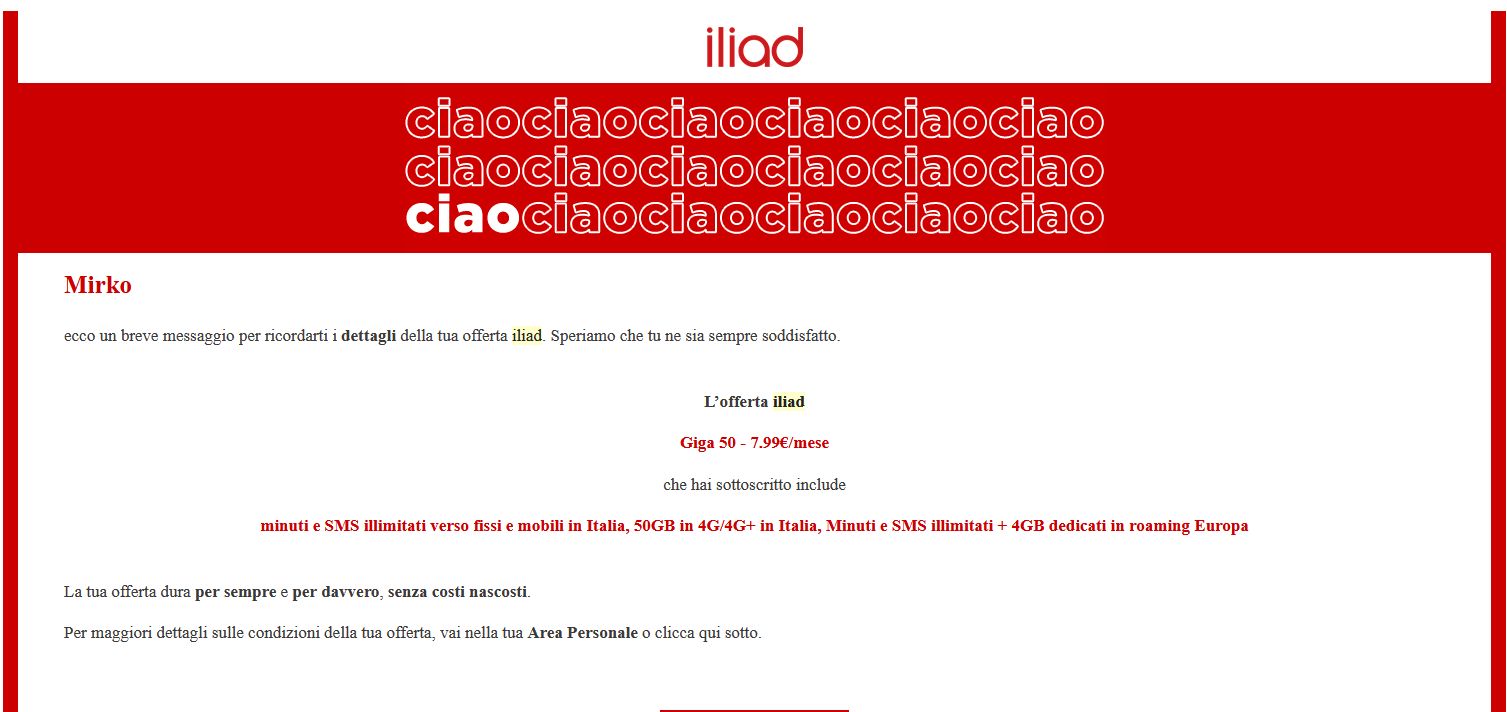 Iliad: l'email che sembra phishing ma non lo è