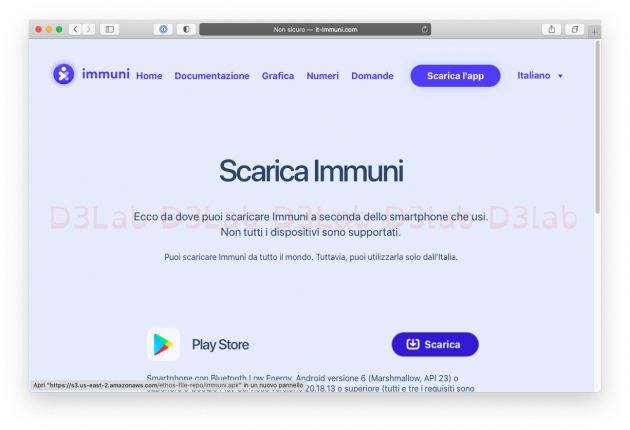 Finto dominio Immuni