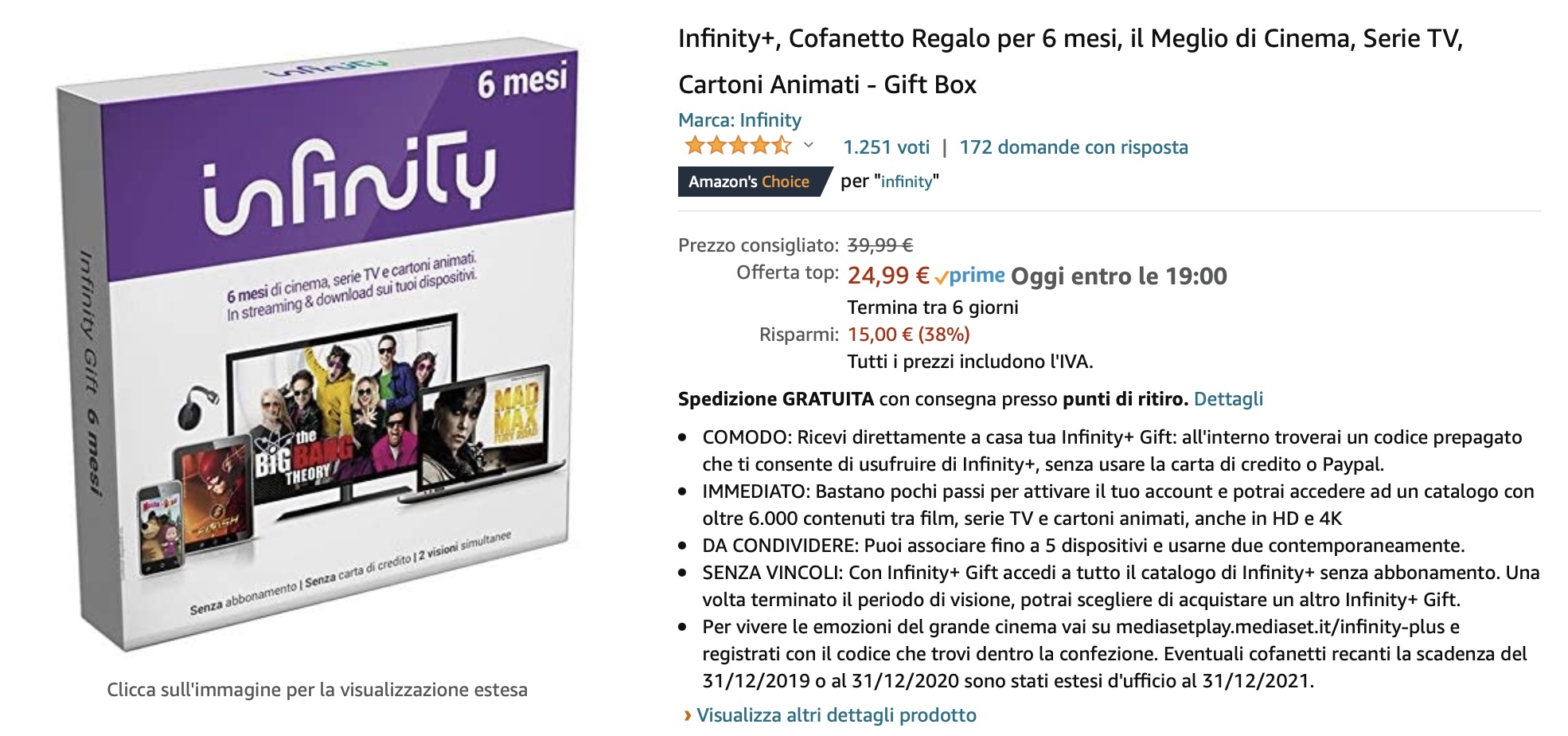 mediaset infinity sconto