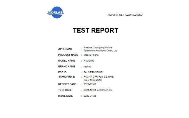 realme rmx3513 certificazione fcc