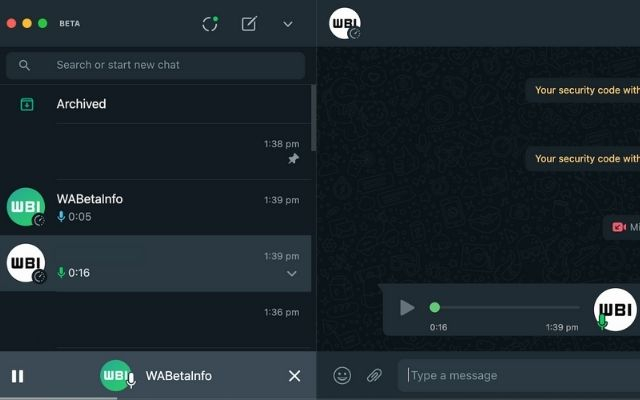 WhatsApp desktop player