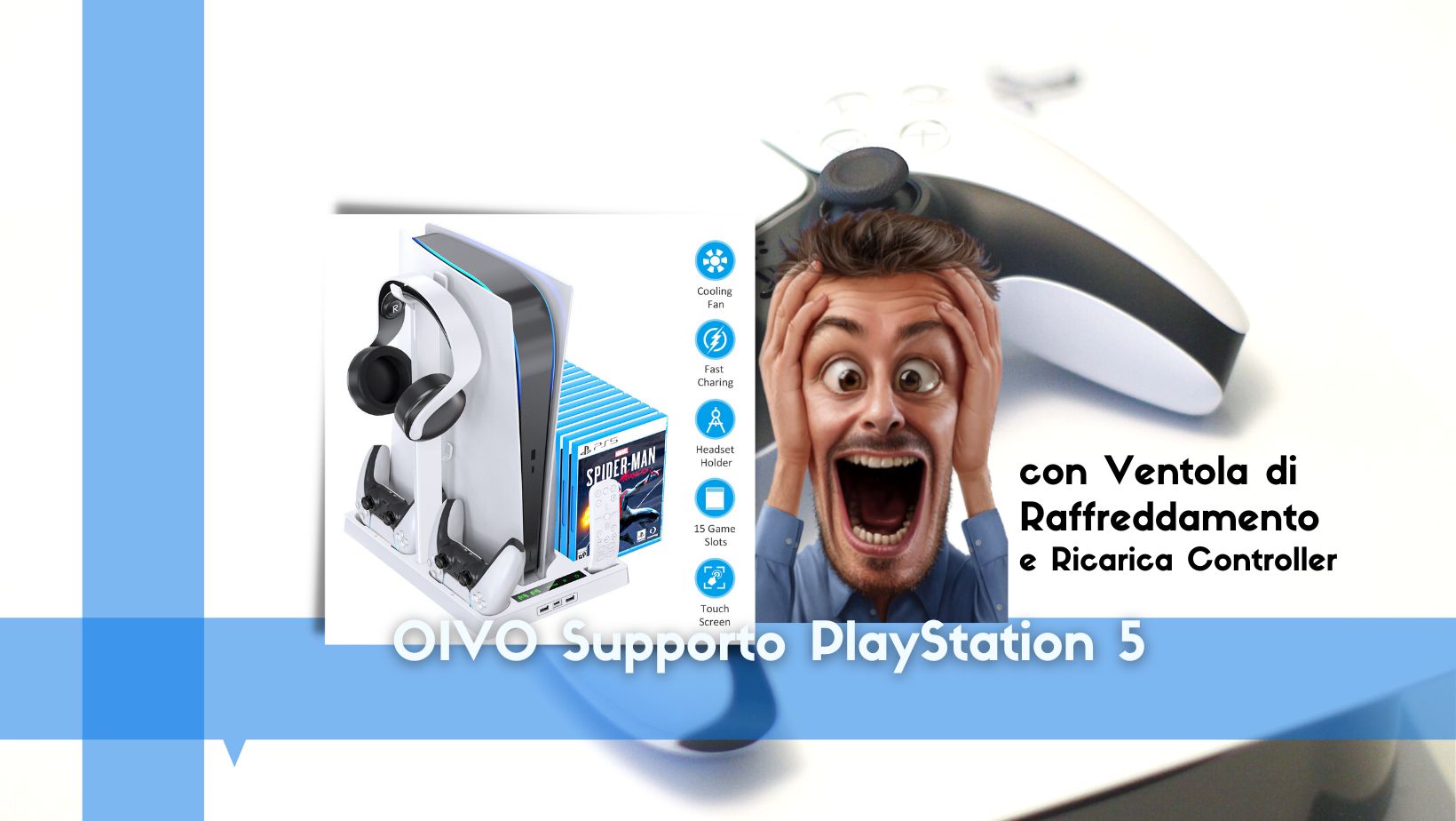 Supporto multifunzione PlayStation 5, con ventola raffreddamento e ricarica  controller - Webnews
