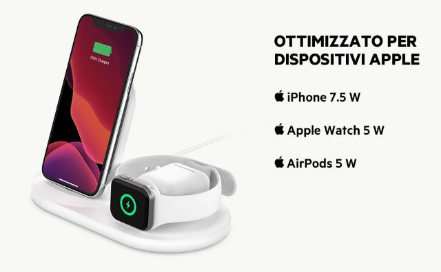 stazione ricarica wireless apple 3 in 1 belkin