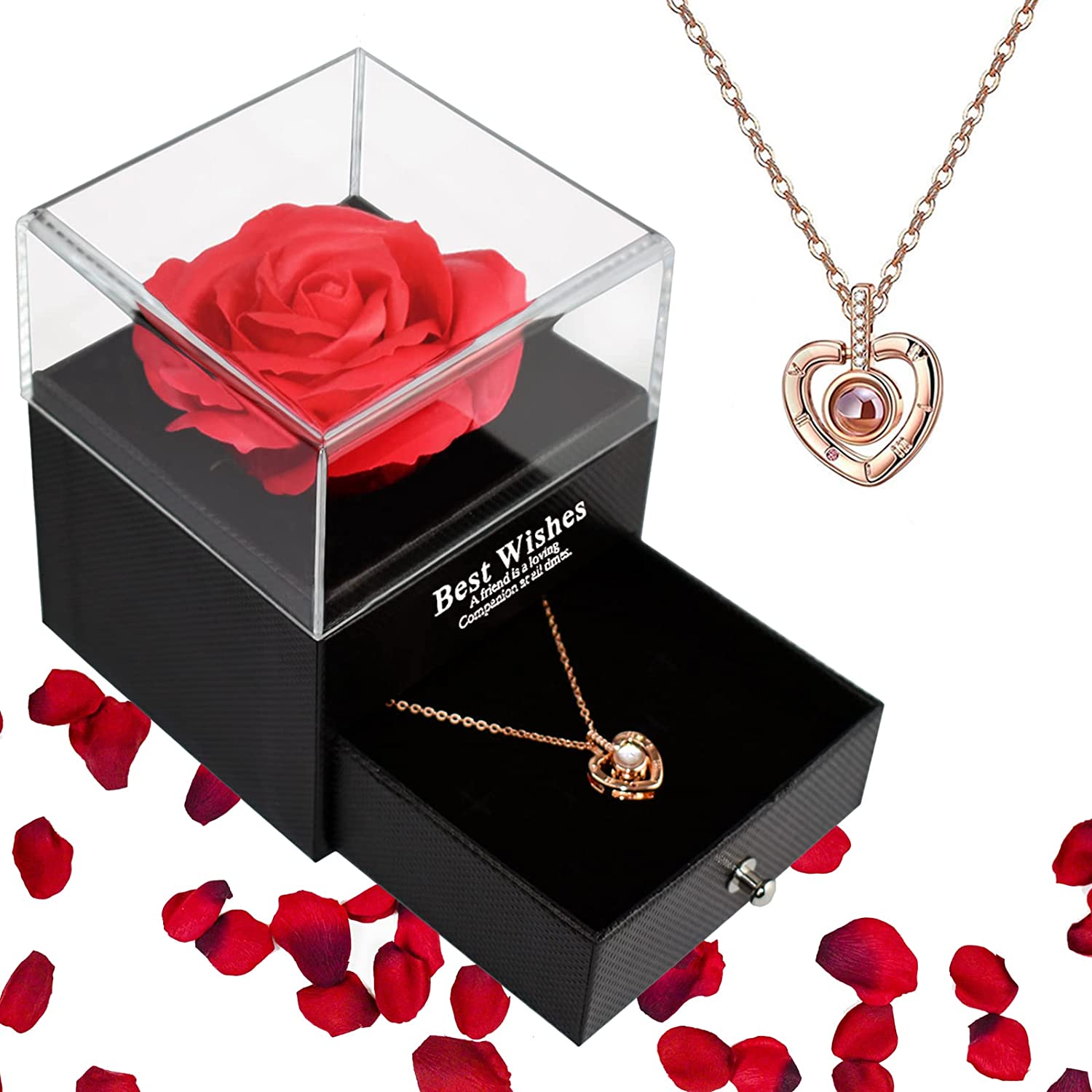 Eterno come l'amore vero: Rosa eterna+collana idea regalo San Valentino