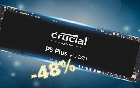Crucial P5 Plus 500Gb SSD velocissimo ad un prezzo bomba -48%