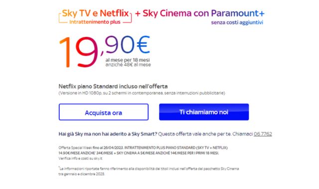 Acquisto offerta Netflix con Sky