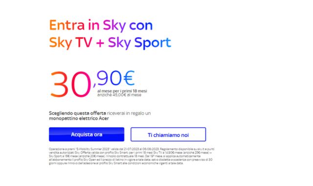 Nuova offerta con Sky TV e Sky Sport
