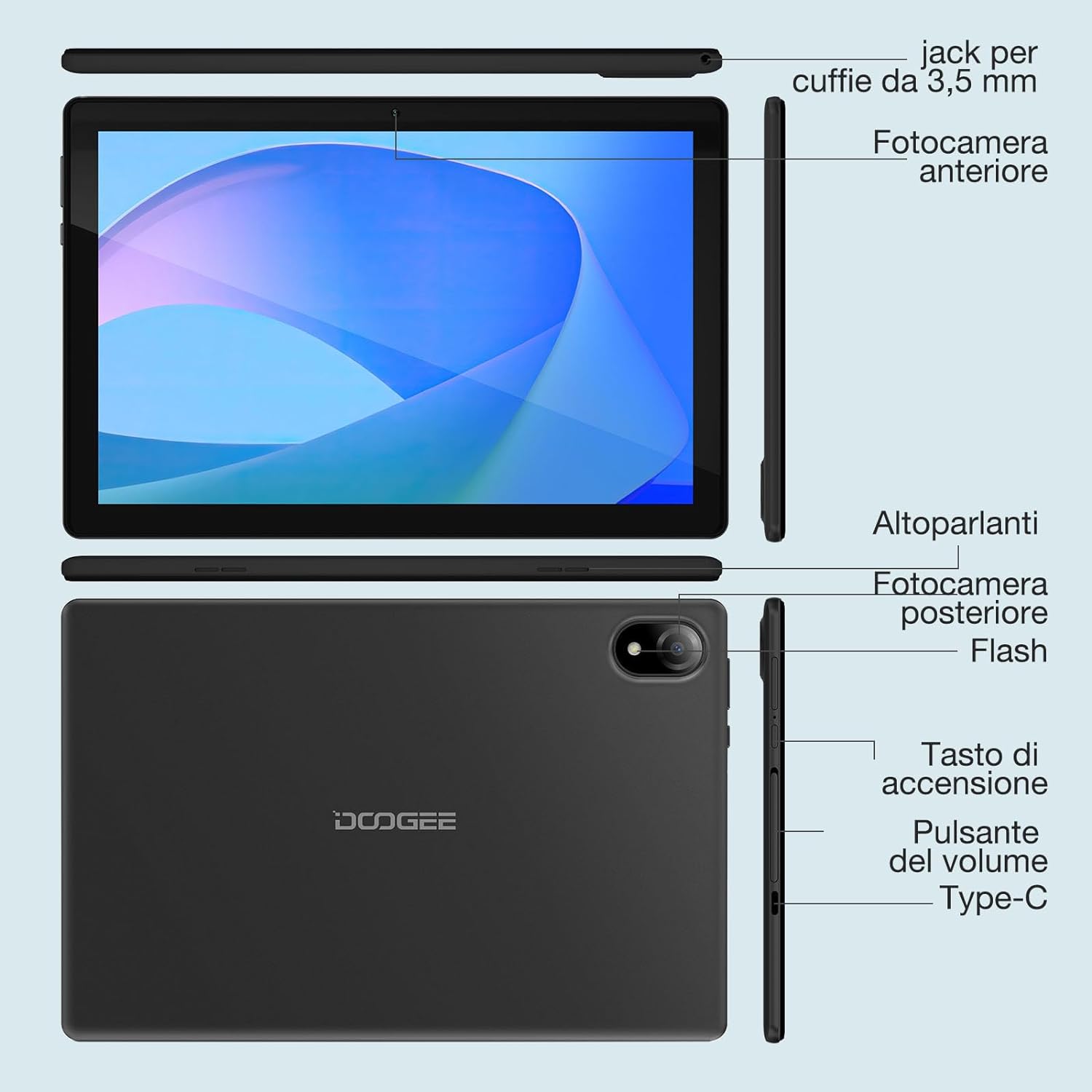 New DOOGEE U10 10.1 in Tablet 9GB+128GB/TF 1TB 5060mAh Android 13 Tablet  Wi-Fi 6