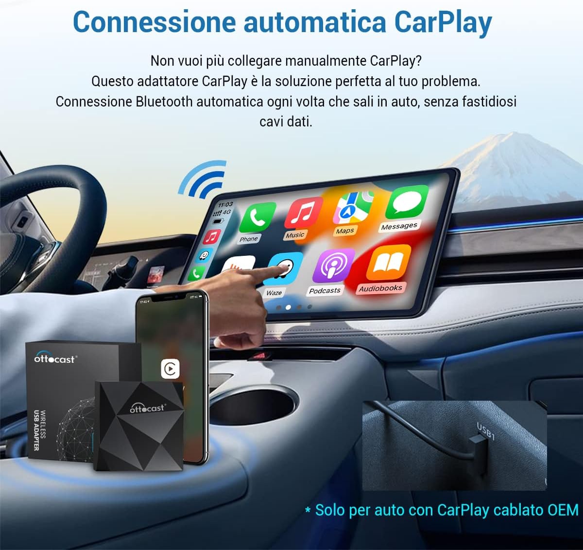 Adattatore per CarPlay Wireless