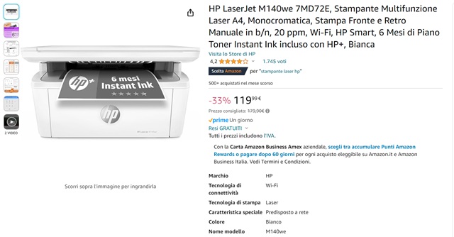 hp laserjet 119 euro amazon