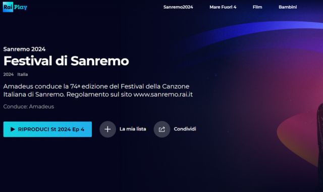 Sanremo 2024 streaming RaiPlay