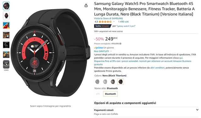 samsung galaxy watch 5 pro 249 euro