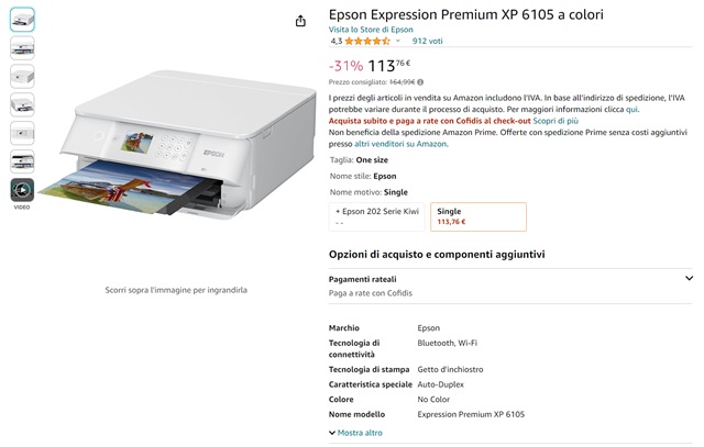 stampante epson expression premium xp 6105