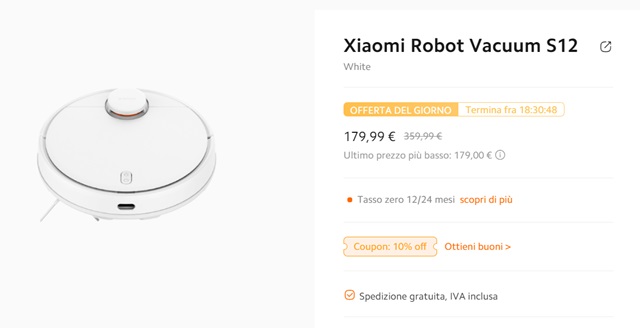 xiaomi robot vacuum s12 a 179 euro