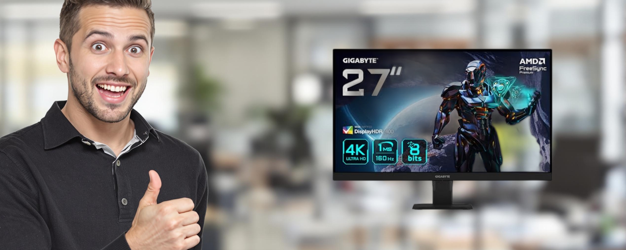 Monitor 4K con FreeSync e HDR: Gigabyte GS27U in offerta a 284€ Monitor 4K con FreeSync e HDR: Gigabyte GS27U in offerta a 284€