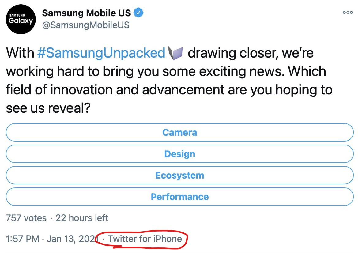 Annuncio Samsung S21 da iPhone