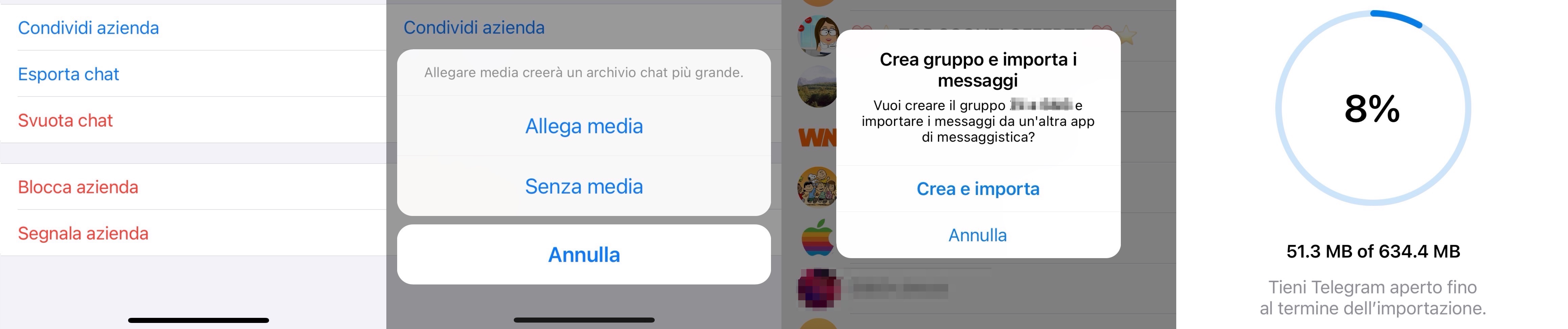 Telegram Importare Chat WhatsApp