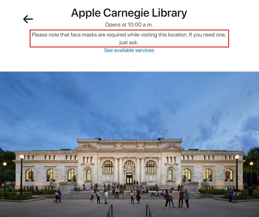 Apple Carnegie Library Washington Mascherina