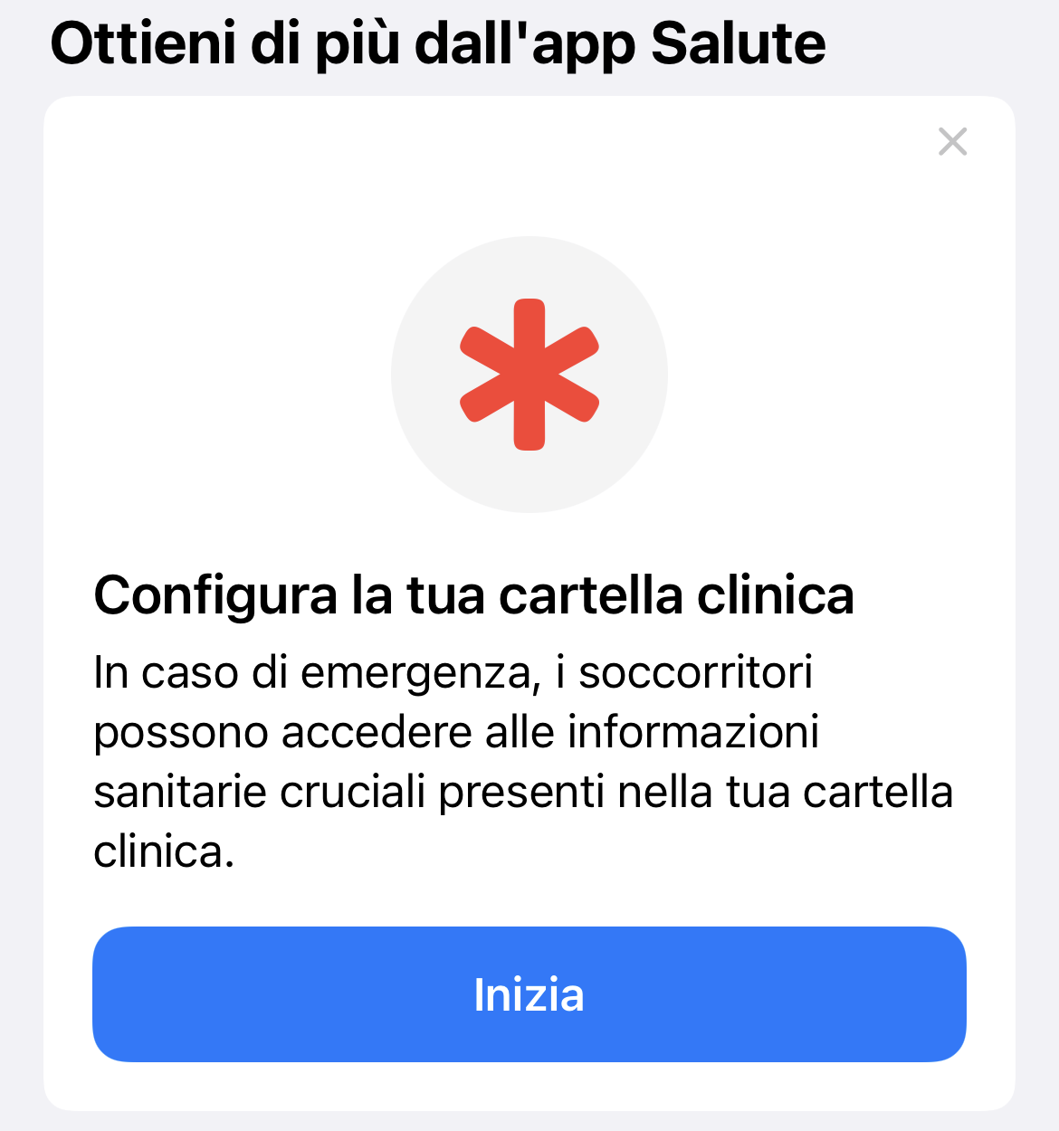 Apple Watch Salute Cartella Clinica