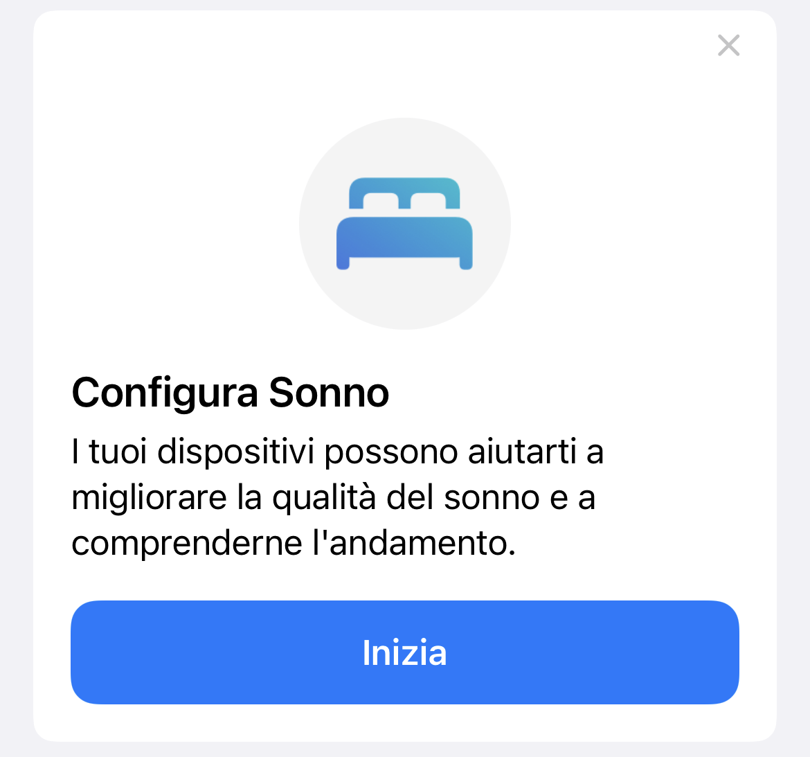 Configura Sonno app Salute