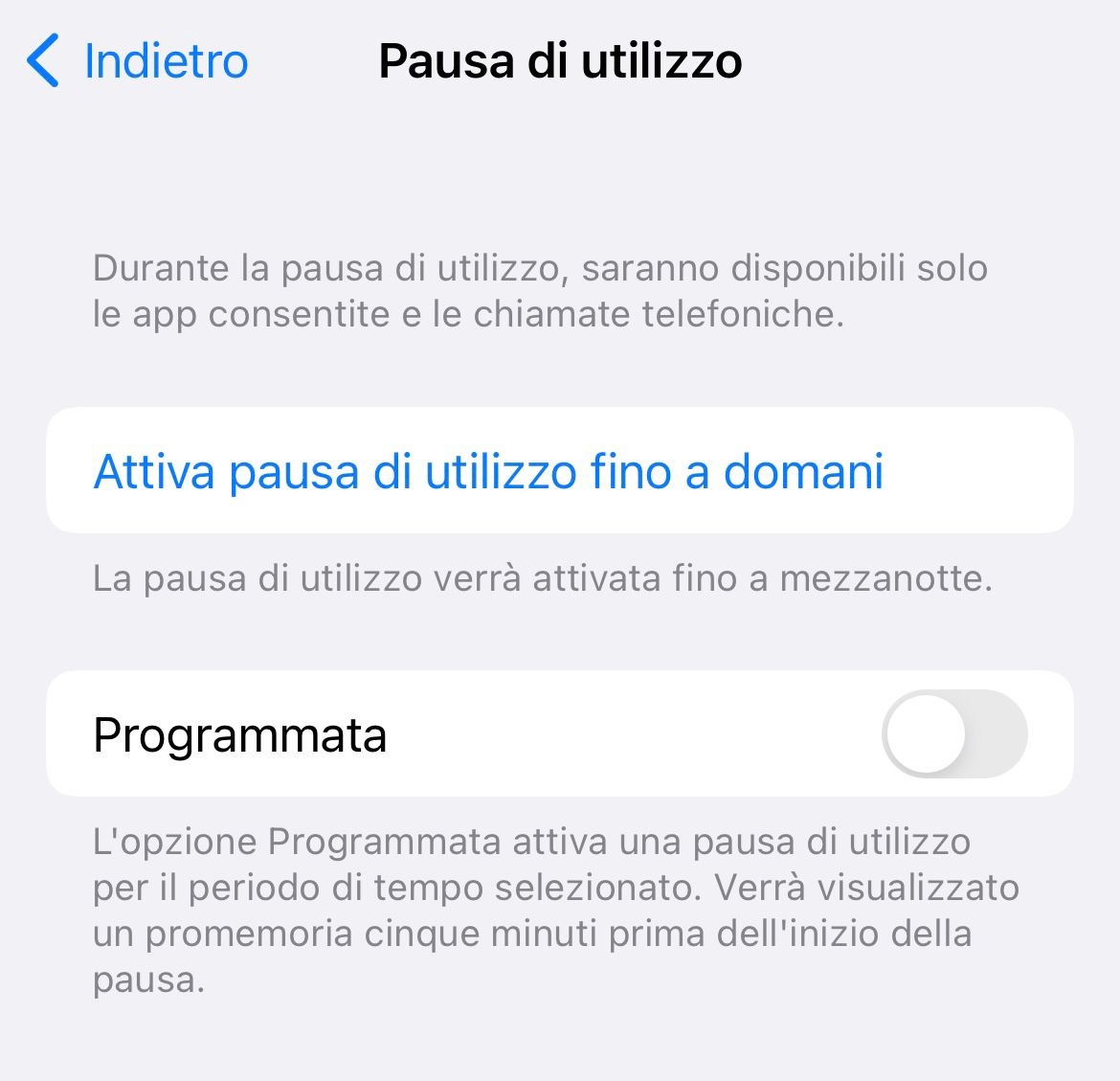 iOS Pausa di utilizzo