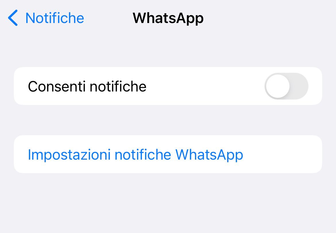 Disabilita notifiche iOS