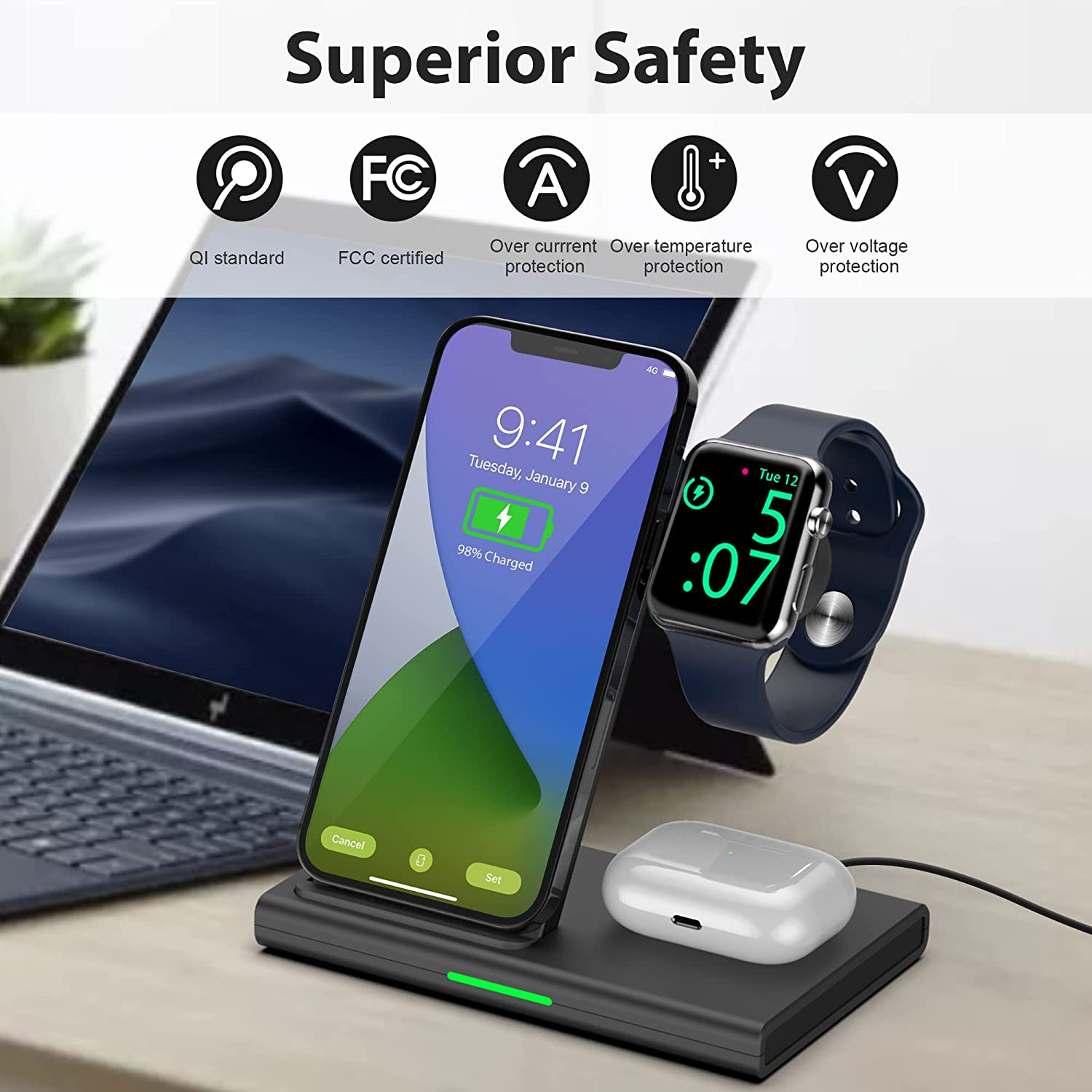 Ricarica wireless 3 in 1