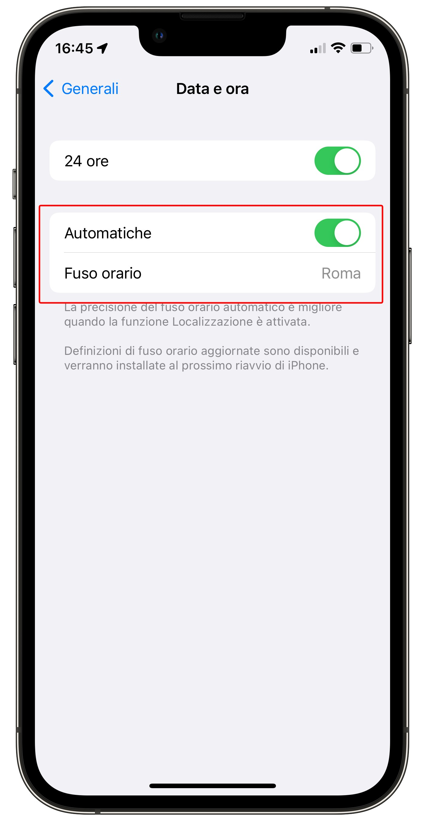 Data e Ora iPhone Ora legale 1