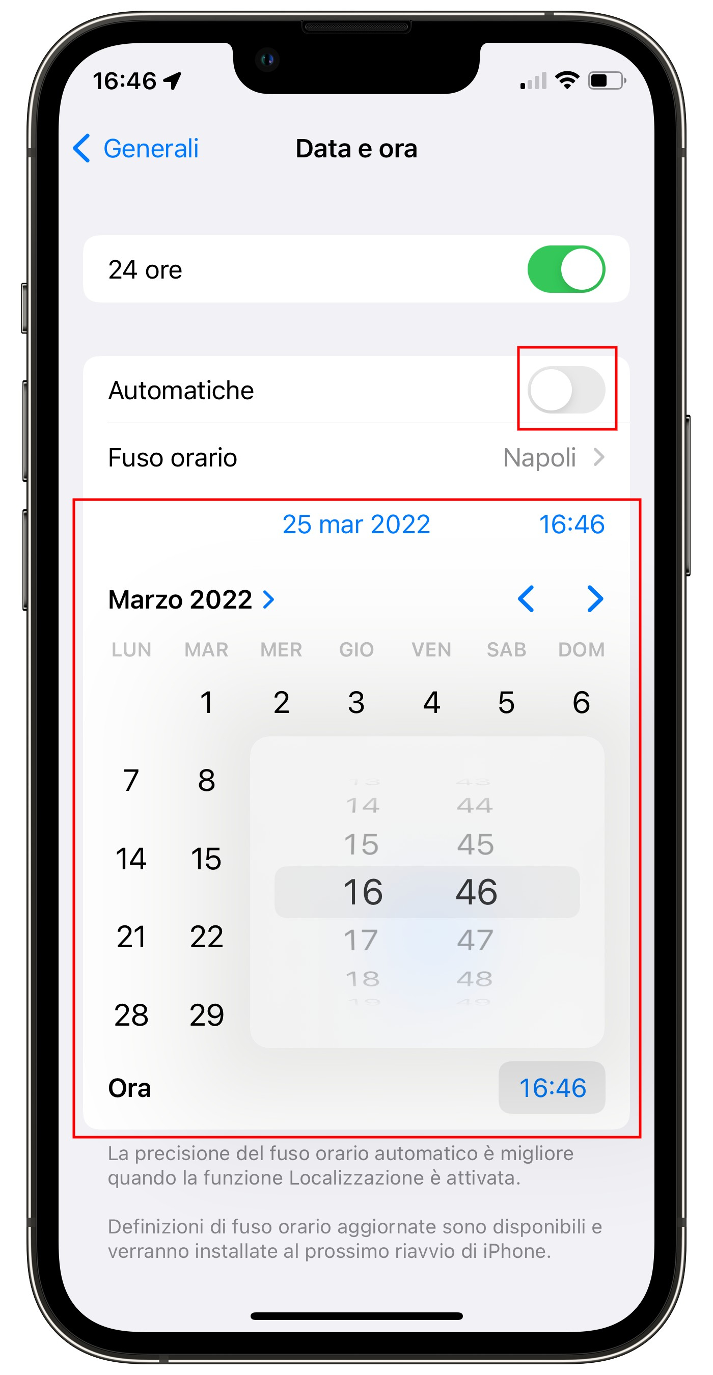 Data e Ora iPhone Ora legale 2