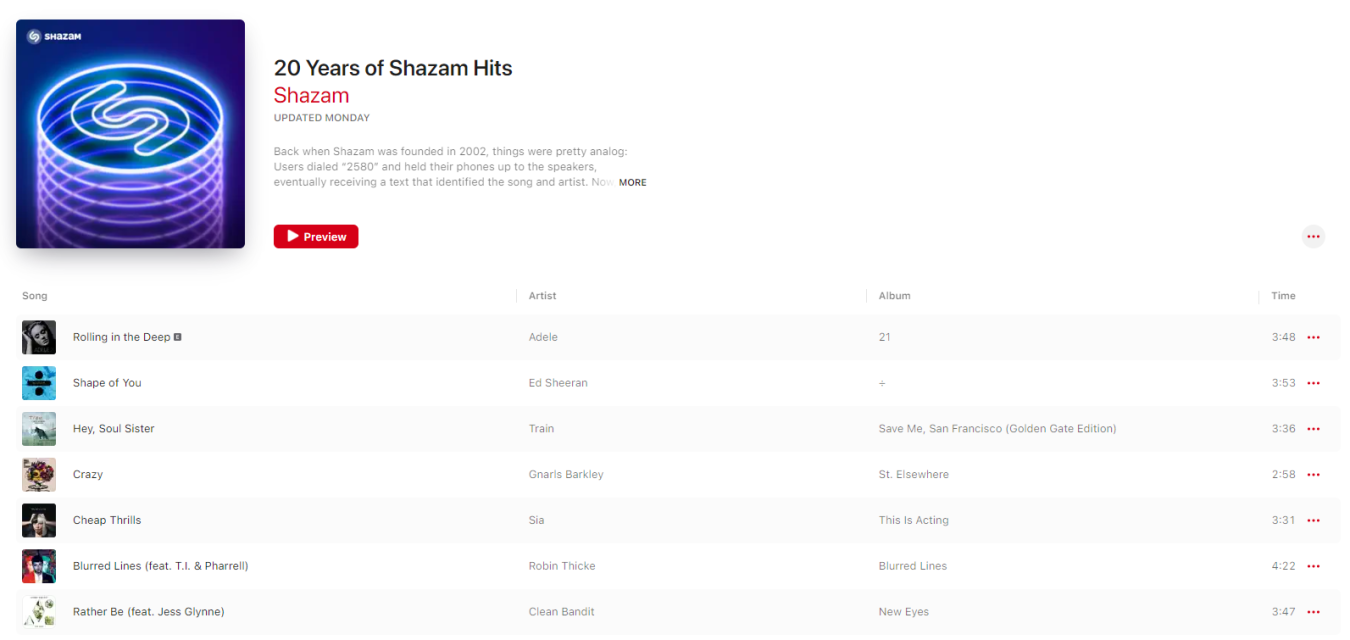 Shazam - Playlist Apple Music