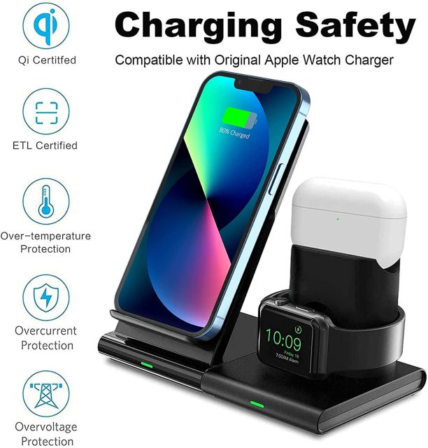 Caricabatterie wireless 3-in-1