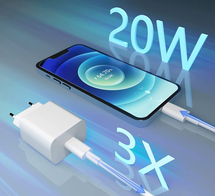 Kit ricarica iPhone - Caricabatterie USB-C cavo Lightning