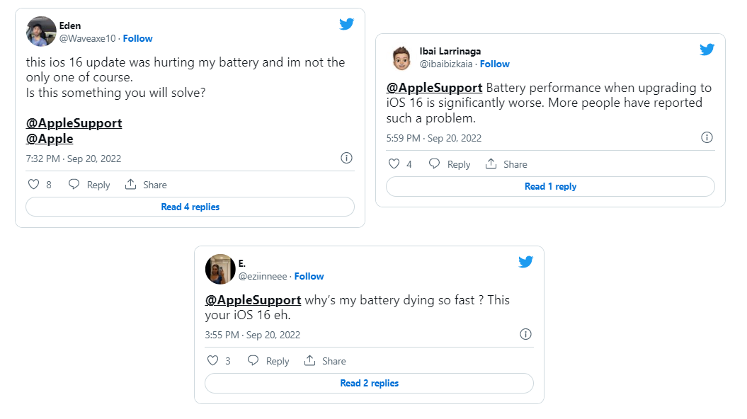 iOS 16 - Battery Drain - Segnalazioni Twitter