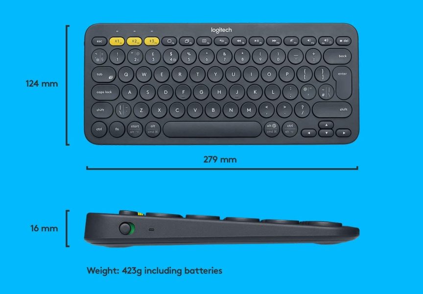 Logitech K380 - Black - Dimensioni