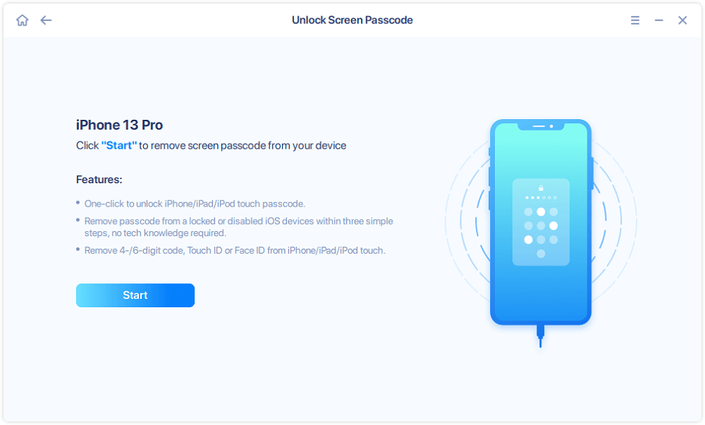 EaseUS MobiUnlock: Unlock screen passcode Step 02