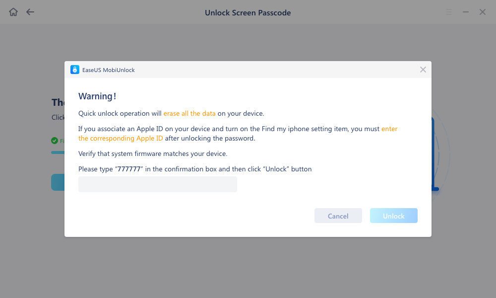 EaseUS MobiUnlock: Unlock screen passcode Step 04