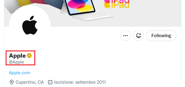 Apple - Spunta oro Twitter