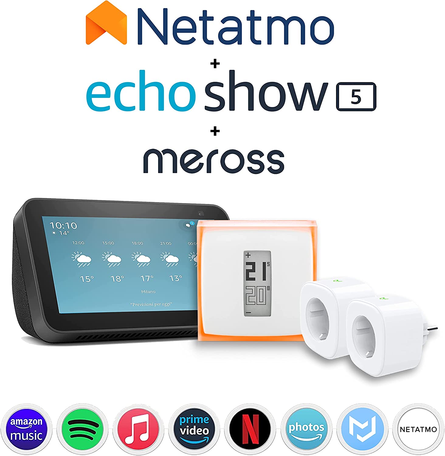 Kit Smart Home con Echo Show, Termostato Netatmo e Prese Smart - 1