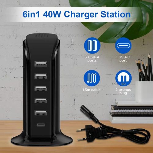 caricabatterie multiplo con 6 porte