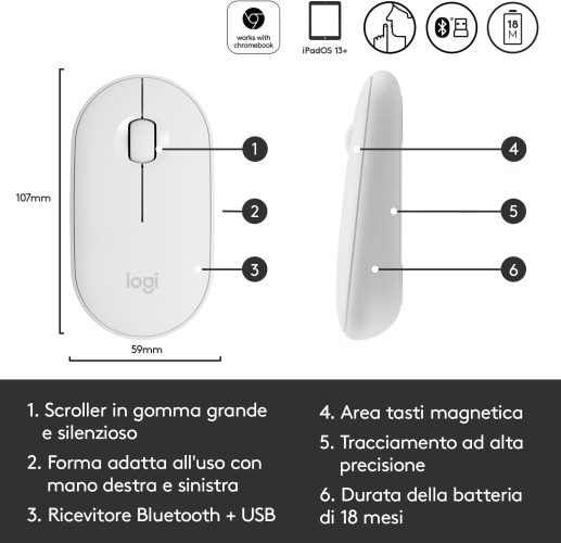 Logitech Pebble - Bianco - 2