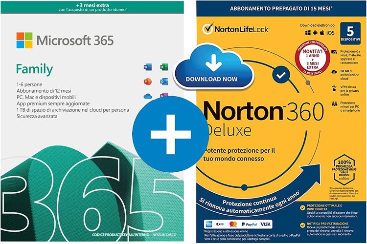 Microsoft 365 Family e Norton 360 Deluxe