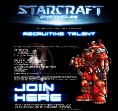 Starcraft Chronicles - cercasi talenti per film in CGI