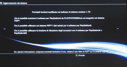 Playstation 3 aggiornabile al firmware 1.70