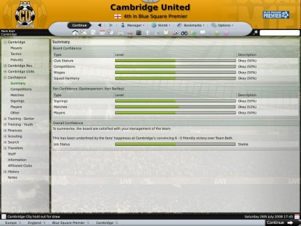 Football Manager 2009: rilasciata la demo