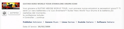 Guitar Hero World Tour: la batteria in Italia a fine marzo?