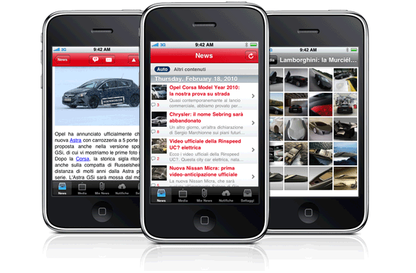 Applicazione per iPhone di Autoblog.it, Gossipblog.it e Melablog.it