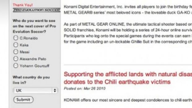 PES 2011: un sondaggio da Konami per votare il calciatore in copertina