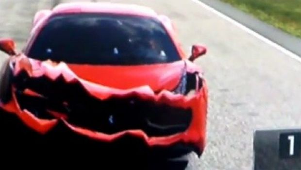 Gran Turismo 5: video e immagini della Ferrari 458 Italia pesantemente danneggiata