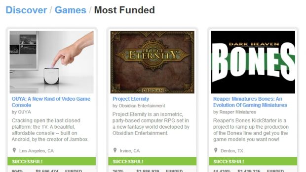 Kickstarter: 83 milioni di dollari ai giochi nel 2012